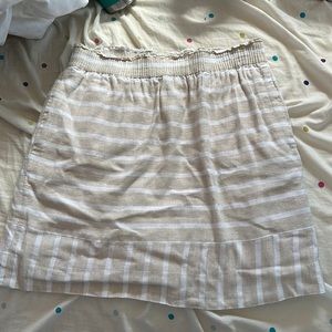 Jcrew size 6 mini tan with white stripes elastic skirt